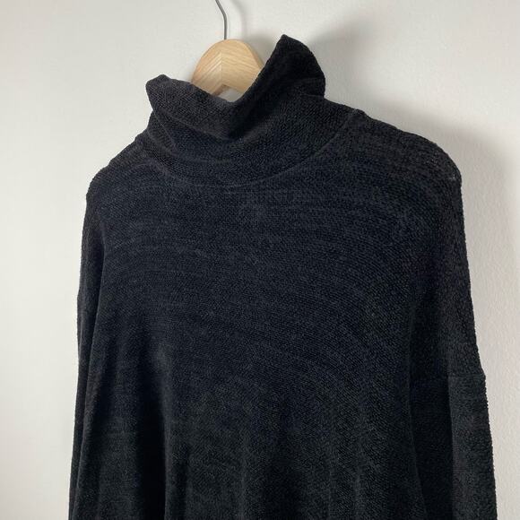 90s Vintage Black Textured Knit Turtleneck Sweater Size S Minimalist USA Made - Picture 3 of 5